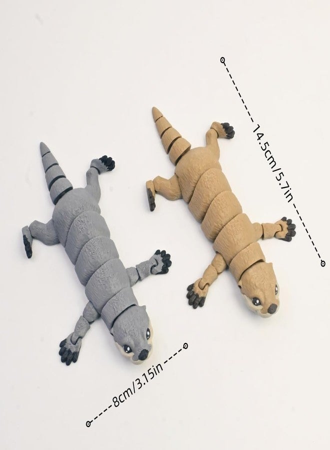 VUNDO 3D Printed Otter, 3D Printed Animals Toy, Full Articulated Flexible Fidget Toys - Brown- Small - 6Inch - Image 2